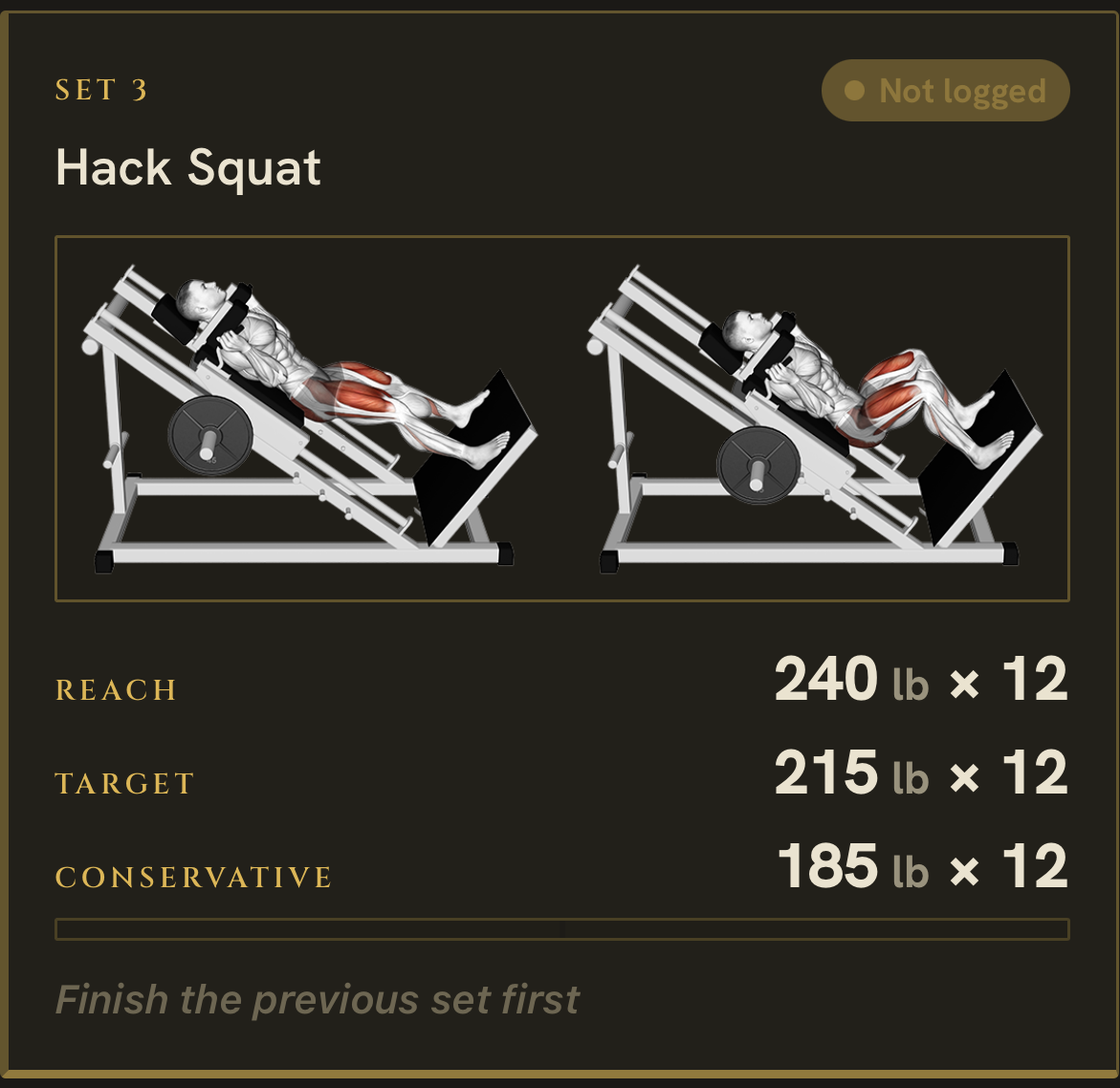 Hack Squat set card